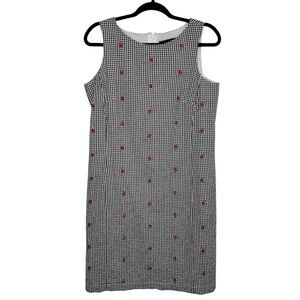 J.G Hook vintage womens 12 gingham floral embroidery black/red midi dress y2k
